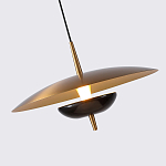 Подвесной светильник с золотым металлическим плафоном округлой формы и декоративным элементом из чёрного мрамора Midnight Grace  варинант исполнения - 2 | Loft Concept в Барнауле