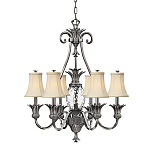 Люстра с 7-ю кремовыми текстильными абажурами Hinkley варинант исполнения - 1 | Loft Concept в Барнауле