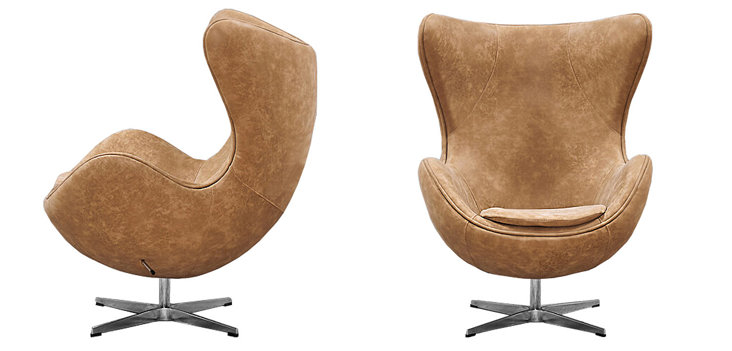 Кресло яйцо Egg Chair коричневая винтажная кожа Кресло яйцо Egg Chair коричневая винтажная кожа - Loft-Concept в Барнауле
