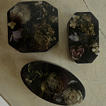 Шкатулка из эпоксидной смолы с цветами черная Epoxy Resin Oval Box Black варинант исполнения - 5 | Loft Concept в Барнауле