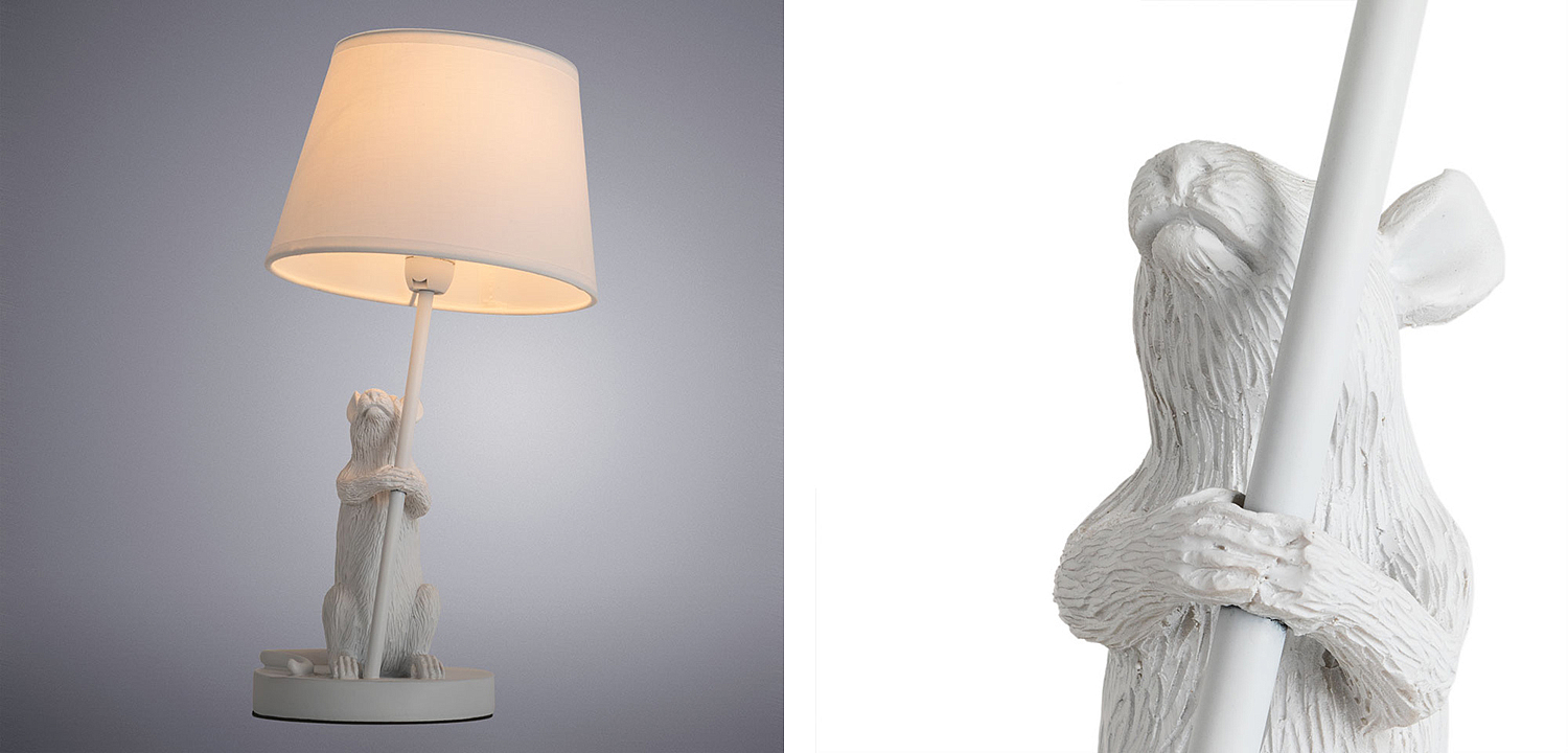Настольная лампа White Mouse holding a lamp Настольная лампа White Mouse holding a lamp - Loft-Concept в Барнауле