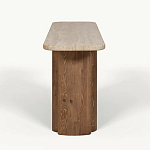 Консоль с овальной столешницей и фактурным деревянным основанием Enzo варинант исполнения - 1 | Loft Concept в Барнауле