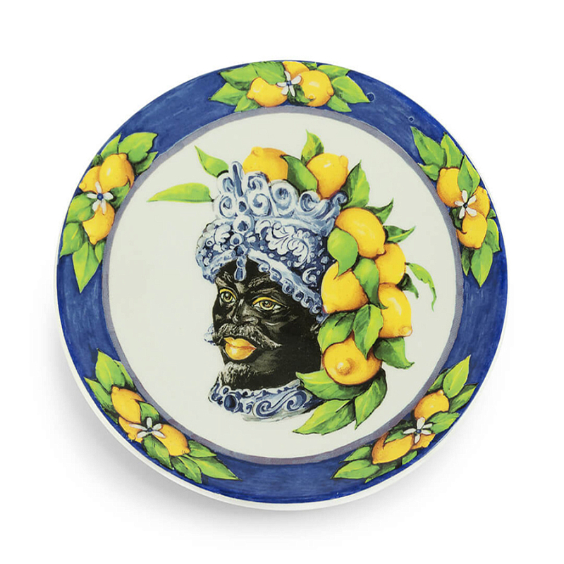 Тарелка Abhika PLATE MORO HEAD SMALL D 15,5 Blue Темно-синий Желтый Тарелка Abhika PLATE MORO HEAD SMALL D 15,5 Blue Темно-синий Желтый в Барнауле | Loft Concept