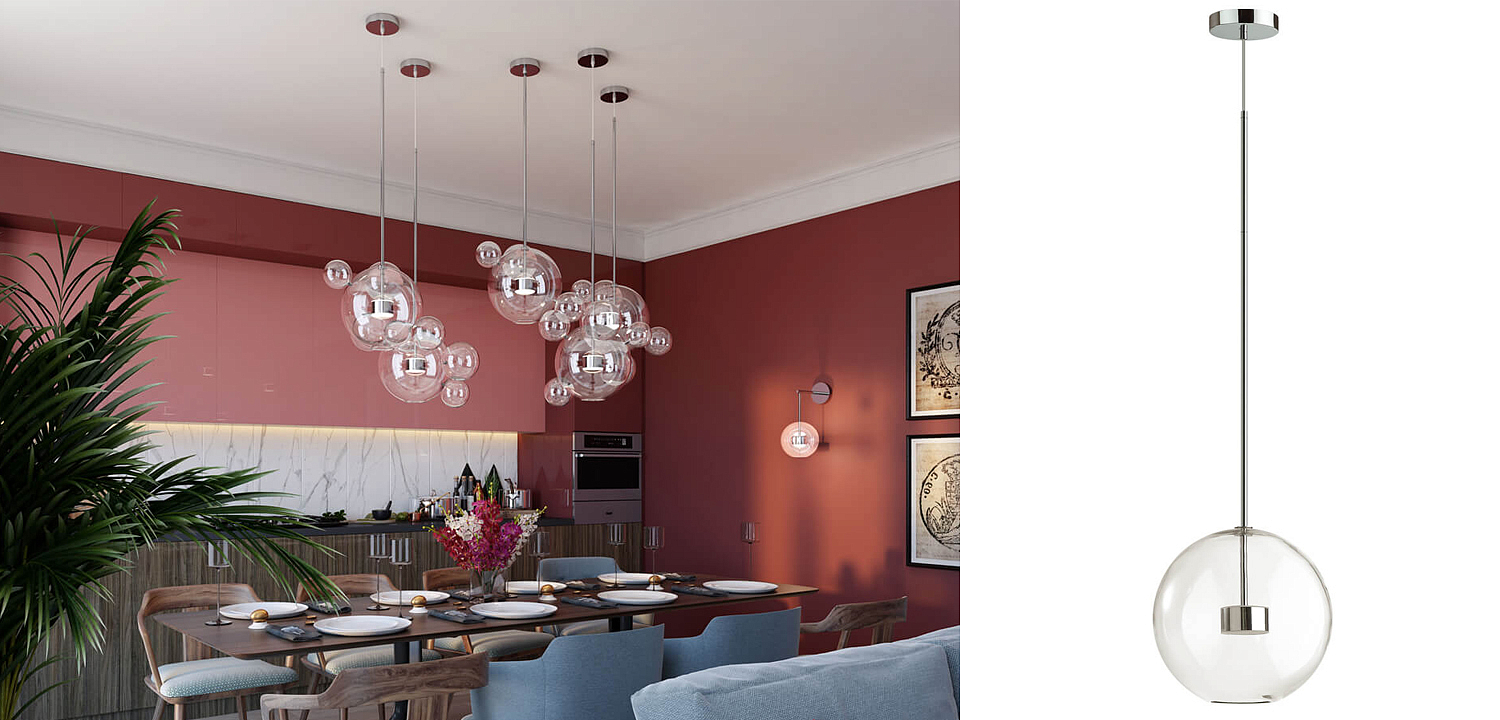 Подвесной светильник Transparent Bubble chromium Подвесной светильник Transparent Bubble chromium - Loft-Concept в Барнауле