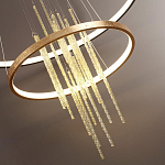 Люстра подвесная с 2-мя круглыми подвесами в черном и золотистом цвете и вертикальными подвесками Ring Horizontal варинант исполнения - 3 | Loft Concept в Барнауле