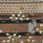 Обои ручная роспись The Art of Learning and Steps for the Flowers by Teo Yang Special Colourway on purple painted Xuan paper варинант исполнения - 2 | Loft Concept в Барнауле