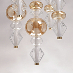 Люстра с плафонами из прозрачного и янтарного стекла в виде шаров и ромбов Gabriel Scott Luna варинант исполнения - 10 | Loft Concept в Барнауле