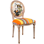 Стул бежевый в разноцветную полоску из натурального бука с изображением птиц и цветов Blooming Birds Colorful Stripes Chair варинант исполнения - 2 | Loft Concept в Барнауле