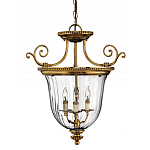 Люстра подвесная цвета латунь с прозрачным стеклянным плафоном и тремя лампами в классическом стиле на цепи Hinkley варинант исполнения - 1 | Loft Concept в Барнауле