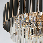 Люстра из черного металла с многоярусными подвесками из прозрачного хрусталя на золотой цепи Empire Black Chandelier Crystal варинант исполнения - 5 | Loft Concept в Барнауле