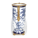 Ваза с бронзовыми ручками и синим цветочным узором Blue & White Ornament варинант исполнения - 3 | Loft Concept в Барнауле