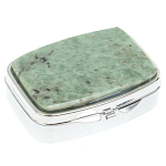 Таблетница карманная прямоугольная с 2-мя отделениями с зеркалом и накладкой из натурального камня Жадеит Silver Stone Pillboxes варинант исполнения - 1 | Loft Concept в Барнауле