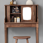 Туалетный стол деревянный с ящиком и зеркалом Moon Walnut Furniture варинант исполнения - 5 | Loft Concept в Барнауле
