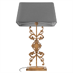 Настольная лампа на ажурном чугунном основании с серым абажуром Openwork Lamp варинант исполнения - 3 | Loft Concept в Барнауле