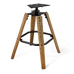 Барный стул со спинкой и металлической подставкой на 4-х деревянных ножках Бежевый Велюр Vendramin Chair варинант исполнения - 9 | Loft Concept в Барнауле