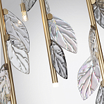 Люстра с золотистыми трубками и прозрачными стеклянными листьями на подвесах Sylva  варинант исполнения - 7 | Loft Concept в Барнауле