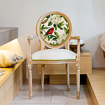 Стул с подлокотниками золотистый из бука с изображением птиц и цветов Blooming Red Birds варинант исполнения - 3 | Loft Concept в Барнауле