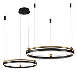 Люстра подвесная с двумя кольцами черного и золотого цвета Ring Horizontal варинант исполнения - 2 | Loft Concept в Барнауле