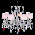 Люстра с 8-ю белыми текстильными абажурами и хрустальными подвесками Lustre Reverie варинант исполнения - 1 | Loft Concept в Барнауле