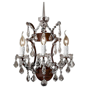 Бра 19th c. Rococo IRON & CLEAR CRYSTAL Brown Wall Lamp