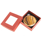 Зеркало карманное складное круглое из натурального камня Оникс в подарочной упаковке Gold Stone Mirrors варинант исполнения - 3 | Loft Concept в Барнауле