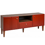 ТВ-тумба красная из массива бука с 2-мя дверками и ящиком Wenge Light варинант исполнения - 1 | Loft Concept в Барнауле