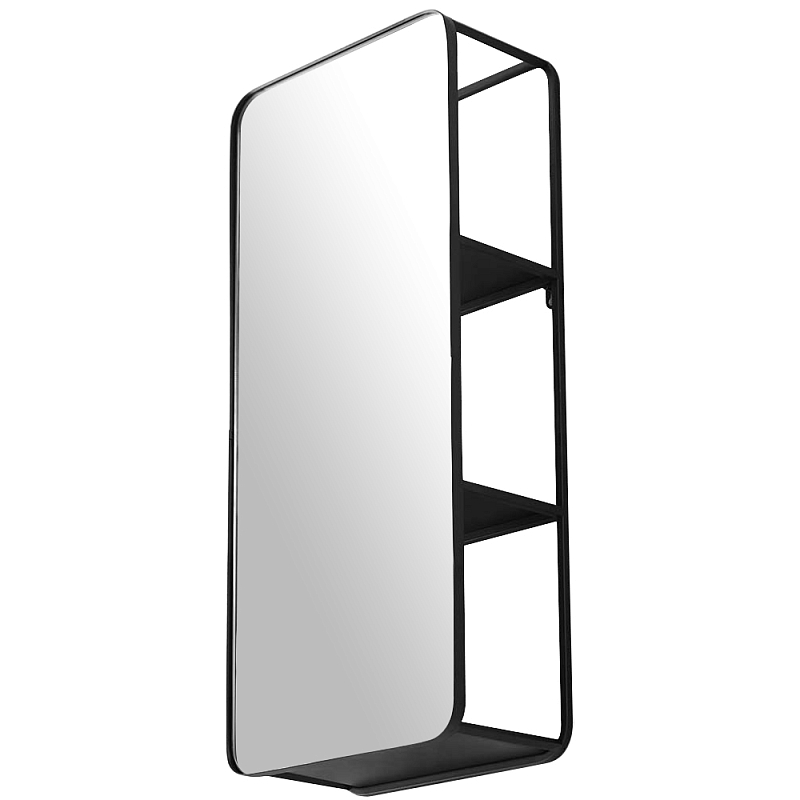 Прямоугольное настенное зеркало с полками Malcolm Industrial Mood Mirror Черный Прямоугольное настенное зеркало с полками Malcolm Industrial Mood Mirror Черный в Барнауле | Loft Concept