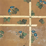 Обои ручная роспись Morning Glory Original colourway on gold metallic silk варинант исполнения - 2 | Loft Concept в Барнауле