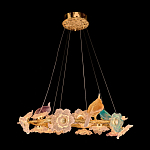 Люстра круглая на золотом каркасе с птичками и цветочным декором Miscellaneous herbs варинант исполнения - 1 | Loft Concept в Барнауле