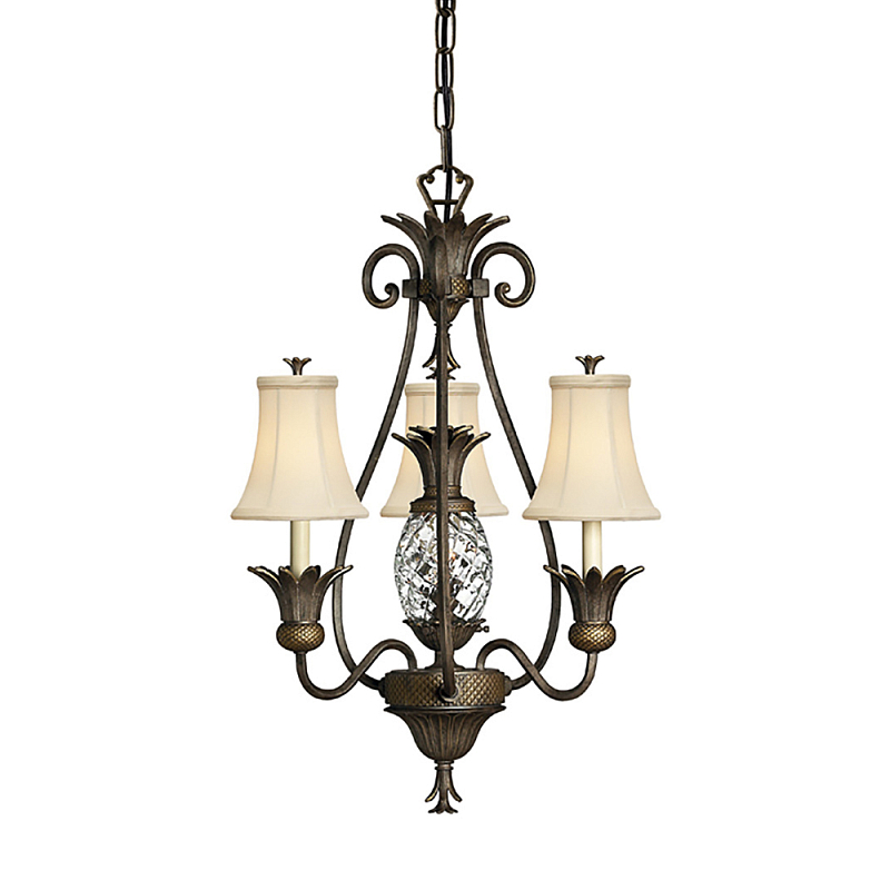 Люстра бронзового цвета с 3-мя кремовыми текстильными абажурами Hinkley Бронза Белый Бежевый в Барнауле | Loft Concept 