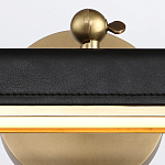 Светильник для картин цвет винтажная латунь с прямоугольным плафоном из кожи черного цвета Alora варинант исполнения - 5 | Loft Concept в Барнауле