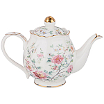 Чайник из фарфора белый с цветочным принтом Flower Porcelain Collection варинант исполнения - 1 | Loft Concept в Барнауле