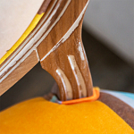 Стул бежевый в разноцветную полоску из натурального бука с изображением птиц и цветов Blooming Birds Colorful Stripes Chair варинант исполнения - 9 | Loft Concept в Барнауле