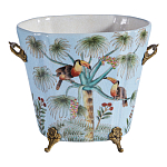 Кашпо из голубого фарфора с бронзовыми элементами Blue Garden варинант исполнения - 1 | Loft Concept в Барнауле