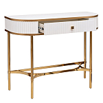 Консоль с ящиком белая с золотом Textured White Console with Gold варинант исполнения - 2 | Loft Concept в Барнауле