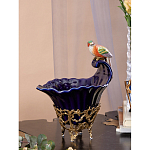 Чаша темно-синего цвета из фарфора с разноцветной птичкой Eden Garden porcelain and bronze варинант исполнения - 4 | Loft Concept в Барнауле