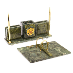 Настольный письменный набор из змеевика с гербом России Successful Leader варинант исполнения - 3 | Loft Concept в Барнауле