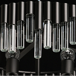 Люстра круглая из матового черного металла с подвесками из прозрачных стеклянных трубок Noir Tubes варинант исполнения - 8 | Loft Concept в Барнауле