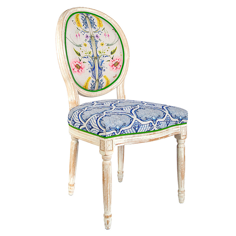 Стул Blue Flower Waltz Stool Бежевый Мульти Синий в Барнауле | Loft Concept 