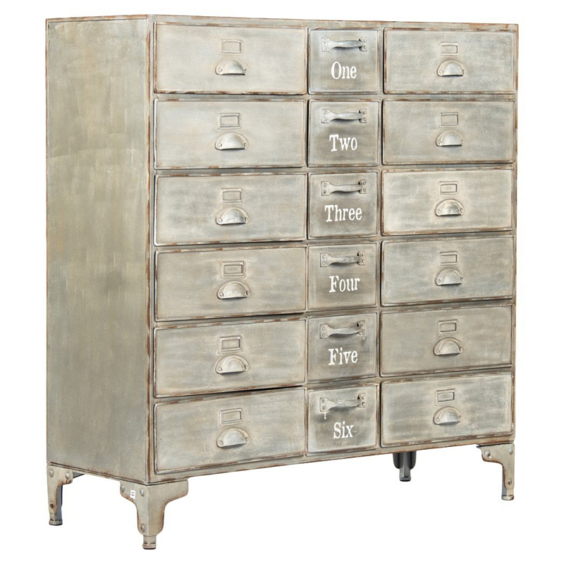 Комод металлический в стиле лофт Oscar Drawer Cabinet Серебряный Комод металлический в стиле лофт Oscar Drawer Cabinet Серебряный в Барнауле | Loft Concept
