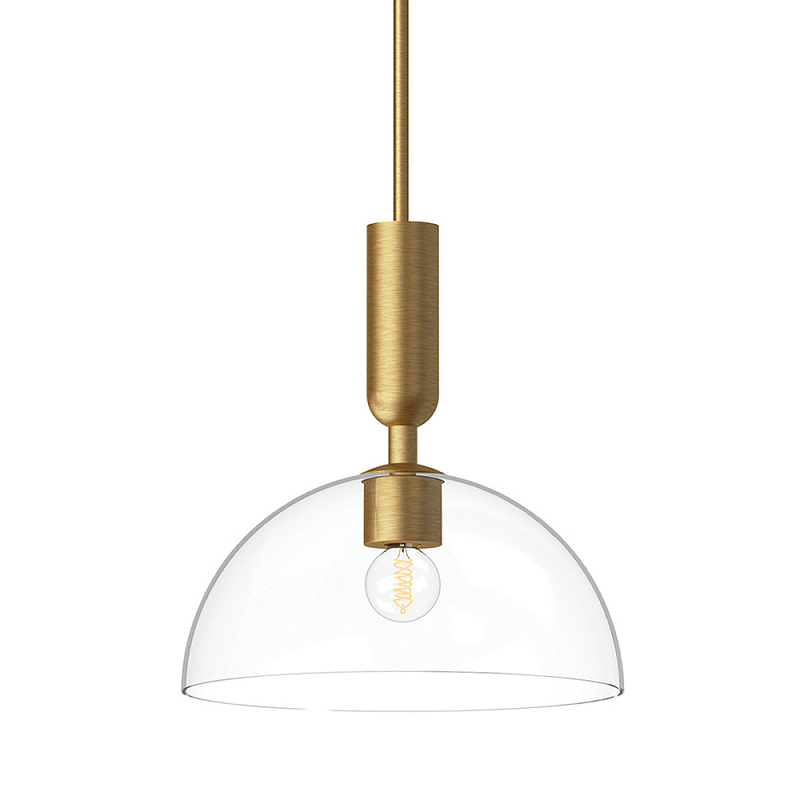 Подвесной светильник с прозрачным полусферическим стеклянным плафоном Alora Mood  Прозрачное Стекло Золотой в Барнауле | Loft Concept 