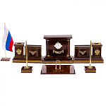 Настольный письменный набор с часами и визитницами из природного камня обсидиана Royal Present варинант исполнения - 1 | Loft Concept в Барнауле