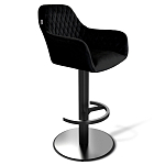 Барный стул вращающийся со спинкой и подлокотниками Douglas Rhombus Черный Велюр варинант исполнения - 1 | Loft Concept в Барнауле