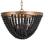 Люстра с подвесками в виде круглых деревянных черных бусин Black Wooden Beads Chandelier варинант исполнения - 1 | Loft Concept в Барнауле