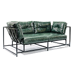 Диван Лофт Натуральная Винтажная кожа Зеленый Two Seat Encounter Leather Sofa варинант исполнения - 2 | Loft Concept в Барнауле