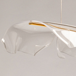 Люстра линейная с 3-мя белыми волнистыми плафонами Wave Line варинант исполнения - 8 | Loft Concept в Барнауле