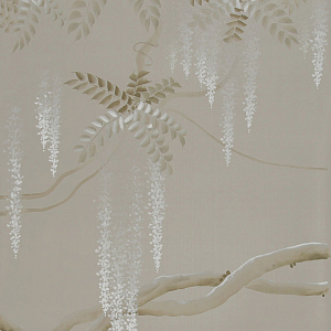 Обои ручная роспись Wisteria Limewash on Lead Grey dyed silk