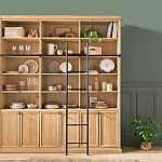 Книжный шкаф из массива сосны с металлической лестницей Burton Wood Cabinet варинант исполнения - 8 | Loft Concept в Барнауле