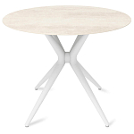 Стол обеденный с круглой столешницей из керамики на четырех белых ножках Sand Ceramics варинант исполнения - 1 | Loft Concept в Барнауле