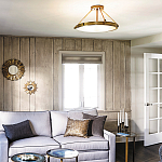 Потолочный светильник цвета латунь с плоским круглым плафоном Hinkley варинант исполнения - 2 | Loft Concept в Барнауле